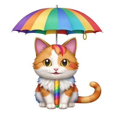 Cat with rainbow umbrella sticker