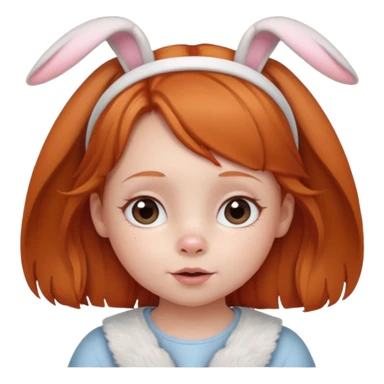 bunny ear wearing ginger small kid sticker