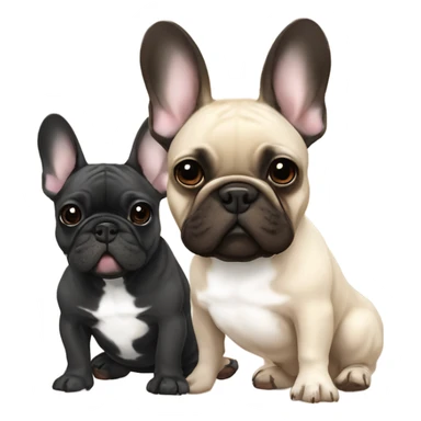 Beige French bulldog and black brindle French bulldog together ￼ sticker