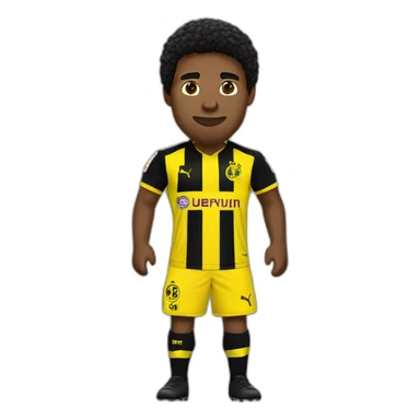 Borussia Dortmund speler donkere huid zwarte sik en kort zwart krullerig haar sticker