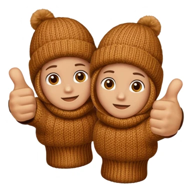 thumbs up hand in brown knit mitten sticker