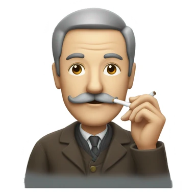 a middle aged man with moustache smoking a cigarette sticker