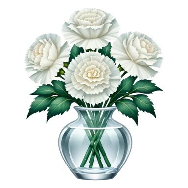 Bouquet of white Carnation flowers in crystal vase sticker