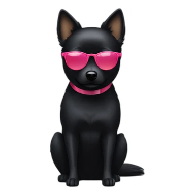 Black schipperke head with only black short hair, and sunglasses and a cocktails sticker