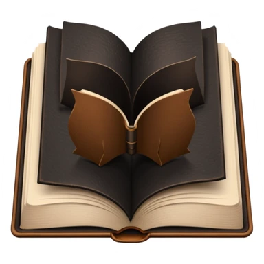 open brown book with completely empty, black pages sticker