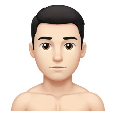 shirtless male athlete with white skin and slightly wavy black hair on top with shaved sides sticker