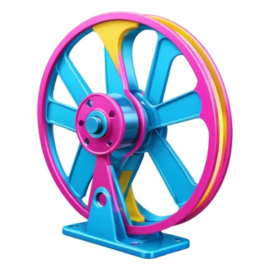 Bright, colorful icon symbolizing Animation and Motion Design with a transparent background. Include a dynamic motion effect, such as a spinning film reel or a stylized character in motion. Use vibrant colors like neon blue, pink, and yellow, with a modern, techy feel.  sticker