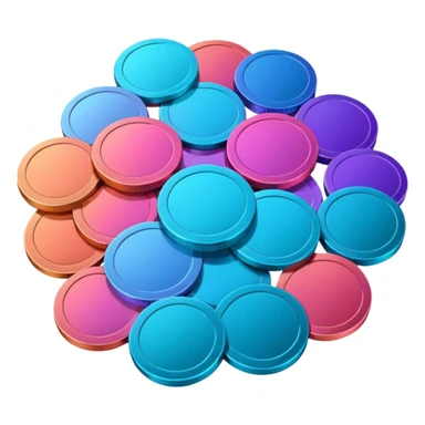 Many Coins pack 
in gradient of turquoise, blue, pink, purple, and coral
 sticker