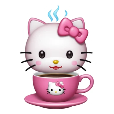 Hello kitty drinking coffee sticker
