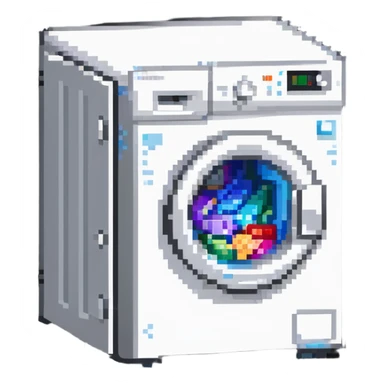 washing machine with door open, laundry appliance sticker
