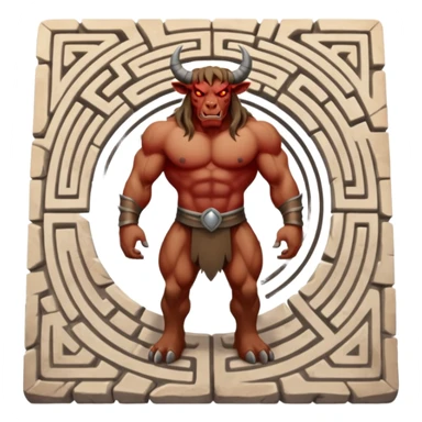 cinematic ultra HD style, photo-realistic - The deranged Minotaur stands in the middle of the labyrinth sticker