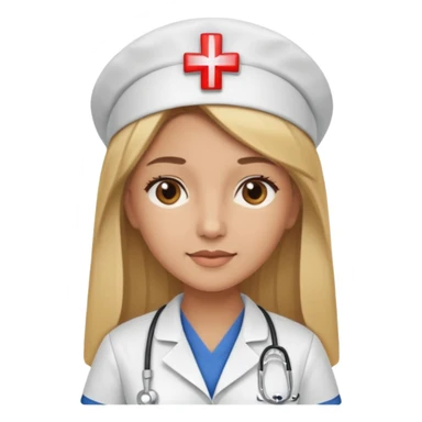 Mujer color de piel moreno claro, con cabello rubio largo, lacio y suelto, de enfermera sticker