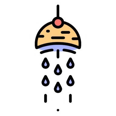 shower head with water drops sticker