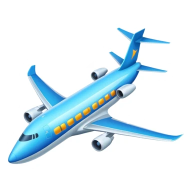 A wide-body aircraft with tall tail fins and glowing cabin windows cruising at high altitude.
 sticker