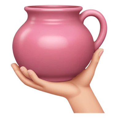 hand holding a finished pink pottery vase or bowl sticker