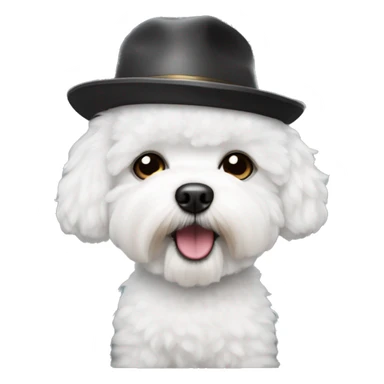 Small White bichon frise dog wearing a hat  sticker