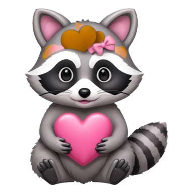 Raccoon with  heart sticker