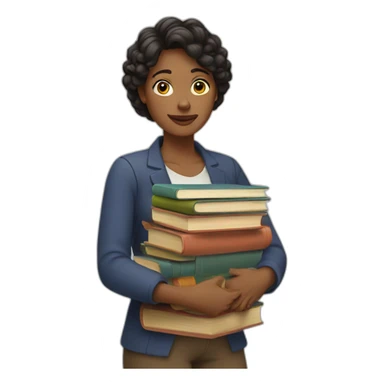 A woman with a pile of books in her arms sticker