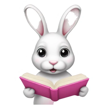bunny with pink book sticker