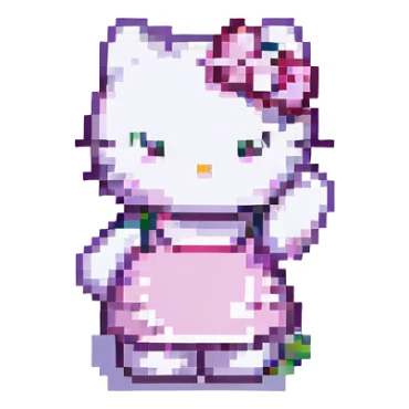 hello kitty pixel art waving sticker
