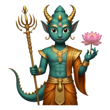 man with dragon head, scepter, buddhism, lotus sticker
