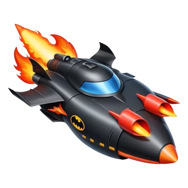 batmobile in rocket ship boom rocket at take-off in fire sticker