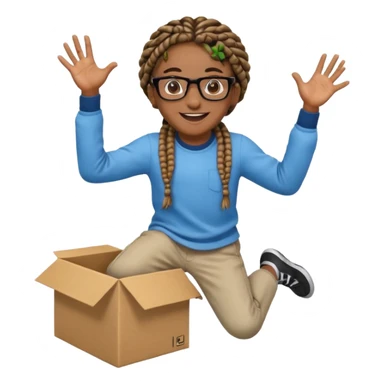 black boy with glasses and box braids jumping sticker