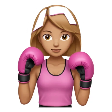 A light brown-haired woman with pink boxing gloves sticker