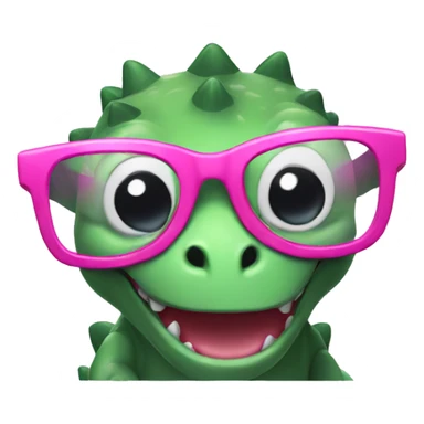 A cute dinosaur with pink glasses  sticker