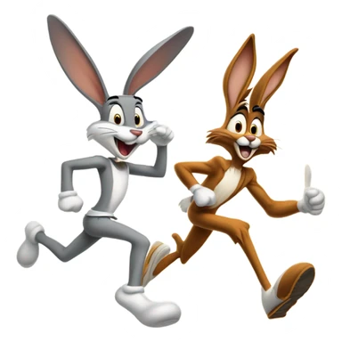 Bugs Bunny beating Wiley Coyote in a race sticker