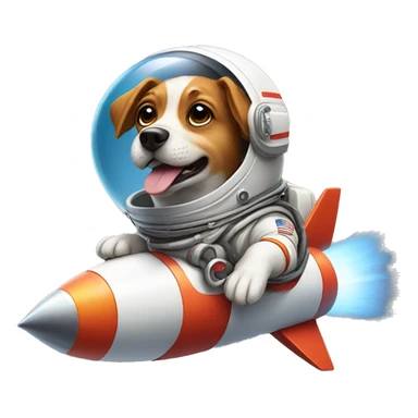 astronaut dog riding a rocket sticker
