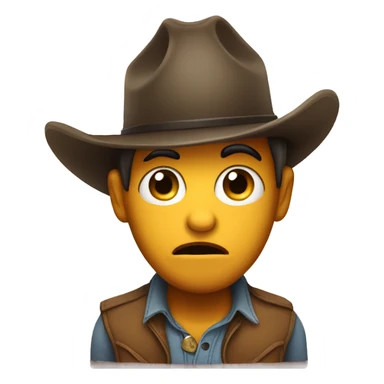 Big scared eyes wearing a cowboy hat sticker