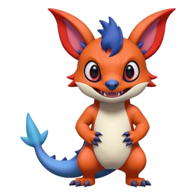 Cute adorable Stitch-Salandit-Noibat-Zangoose-fusion, full body sticker