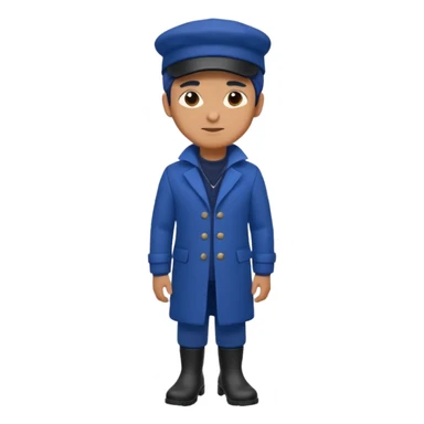 A Man Wearing Blue Cap With The Indigo Coat And Suit An black Boots sticker