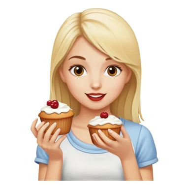 Blonde girl eating muffins  sticker