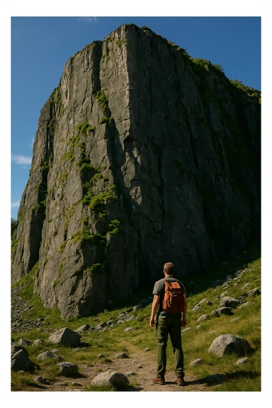standing at the foot of the cliff sticker