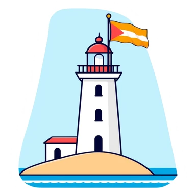 flag of Goa, India - blue background with outline of white lighthouse  sticker