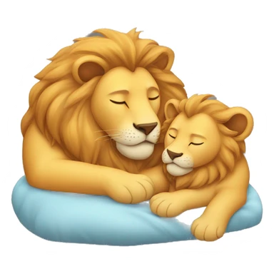 Sleeping baby lion with dad sticker