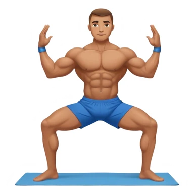 bodybuilder blue short warrior-II yoga pose sticker
