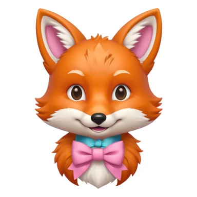 smiling fox, bust up, wearing a pink bow sticker
