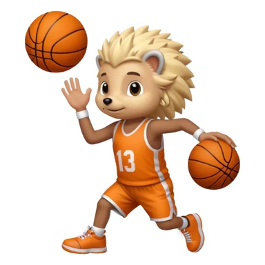 blonde hedgehog playing basketball sticker