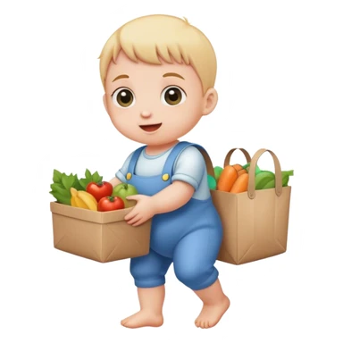 Giant baby delivering groceries  sticker
