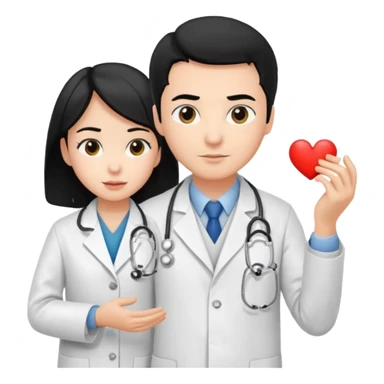 doctor black hair helping a kid sticker