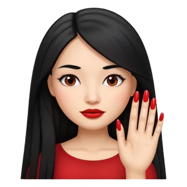 latina girl with straight long hair thats black memoji with nail no lipstick sticker