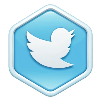 Twitter verification checkmark badge, light blue irregular octagon with white checkmark sticker