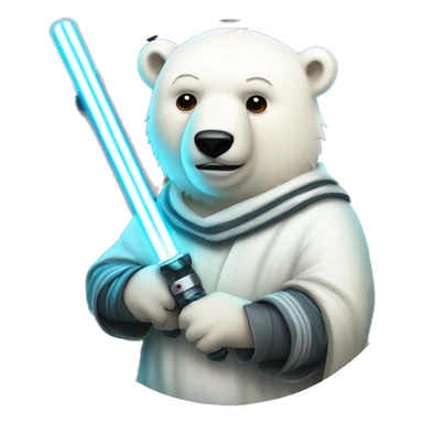 Jedi polar bear with soccer ball with light saber sticker