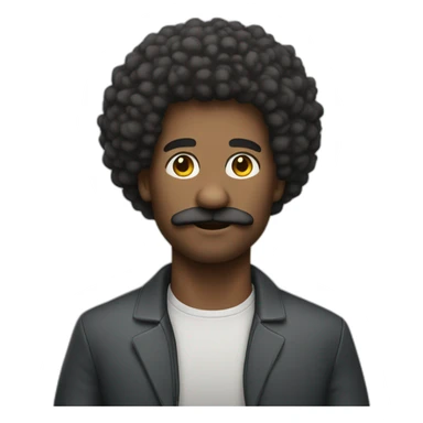 full body afro man with moustache sticker