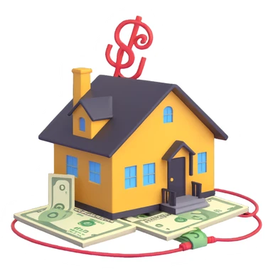 extension cable with a money sign and a house together sticker