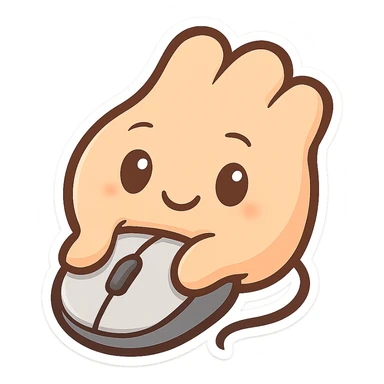 friendly cartoon chibi style hand on computer mouse sticker
