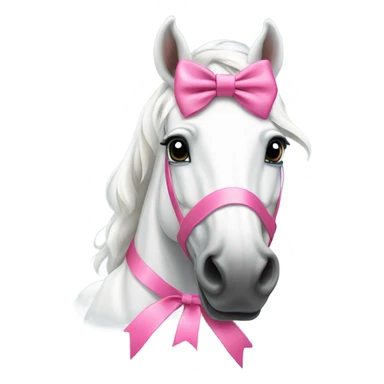 White horse with pink bow sticker